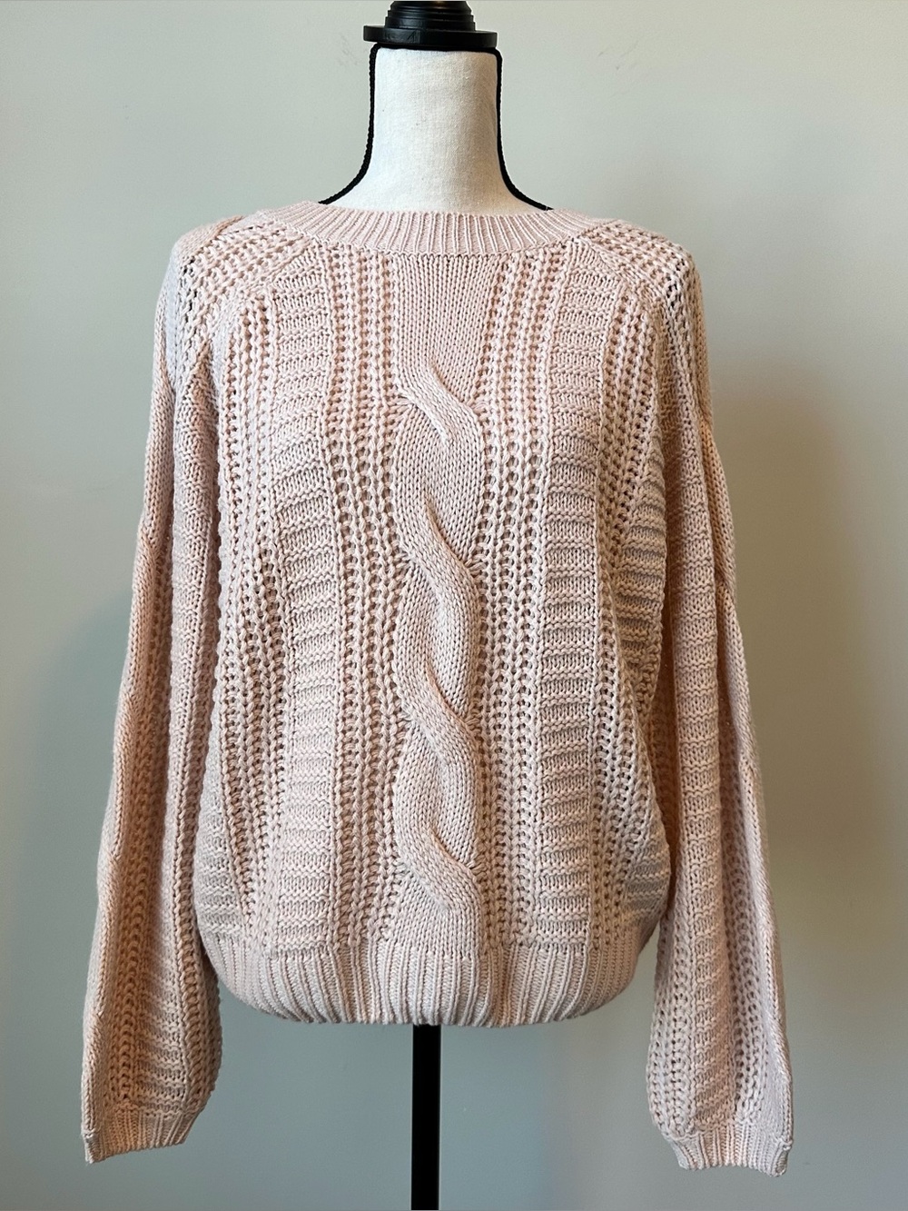 Vero Moda | Blush Cable Knit Crew Sweater
